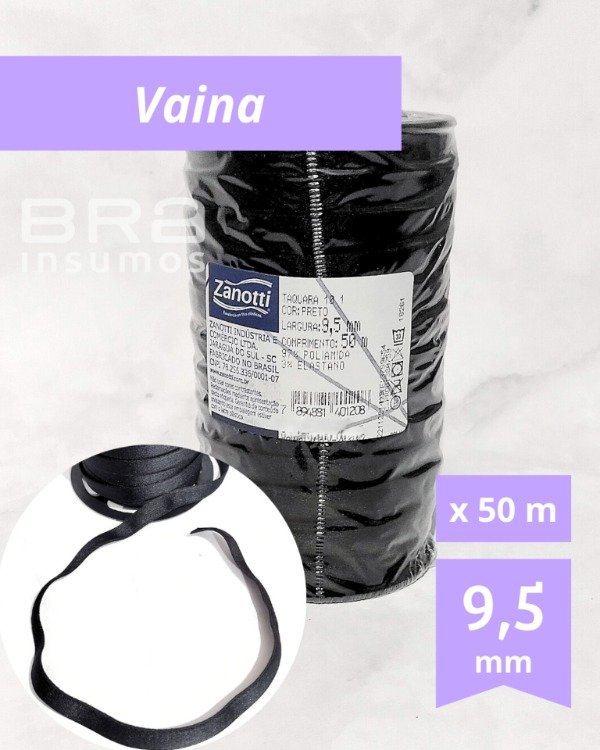 Producto - Vaina "Tacuara" Zanotti 10 mm - Negro (x Rollo de 50 Metros)
