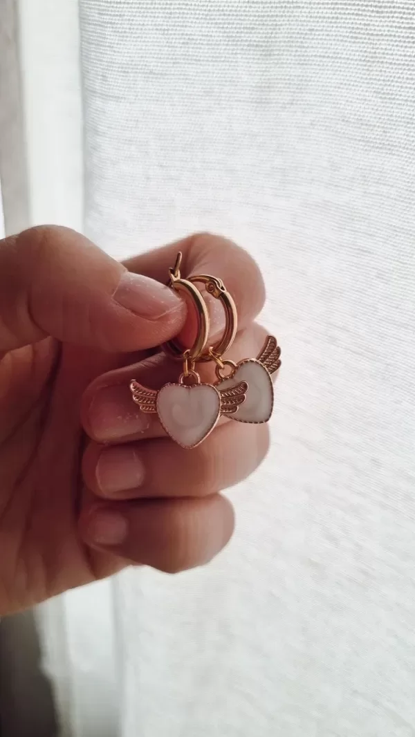 Producto - Aros corazon con alitas nacar AD