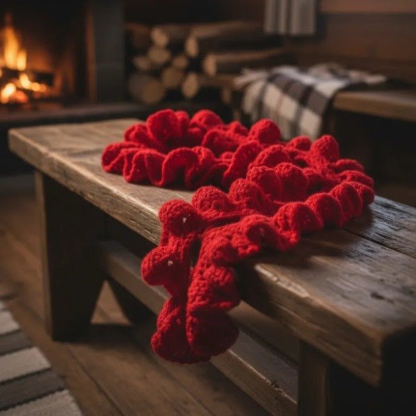 Producto - bufanda mujer roja calada