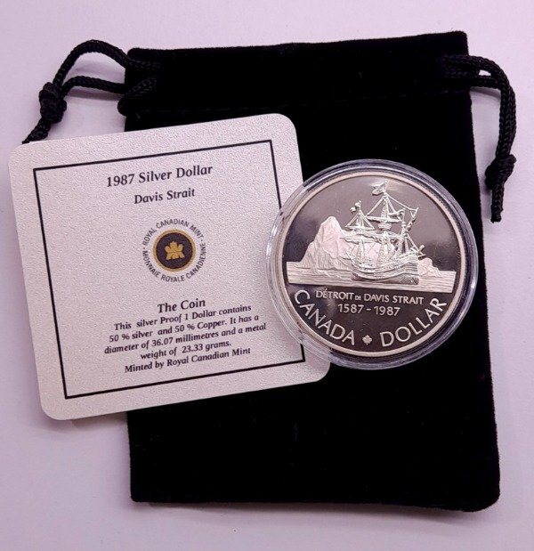 Producto - Canada 1 Dolar 1987 Barco Jhon Davis / Estrecho Km#154 Unc