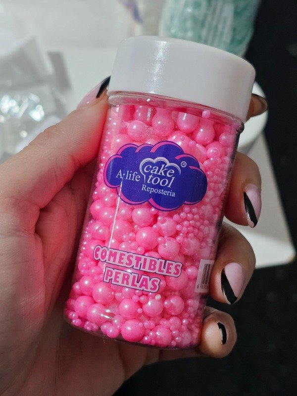 Producto - Perlas rosas tamaño mix 85gr