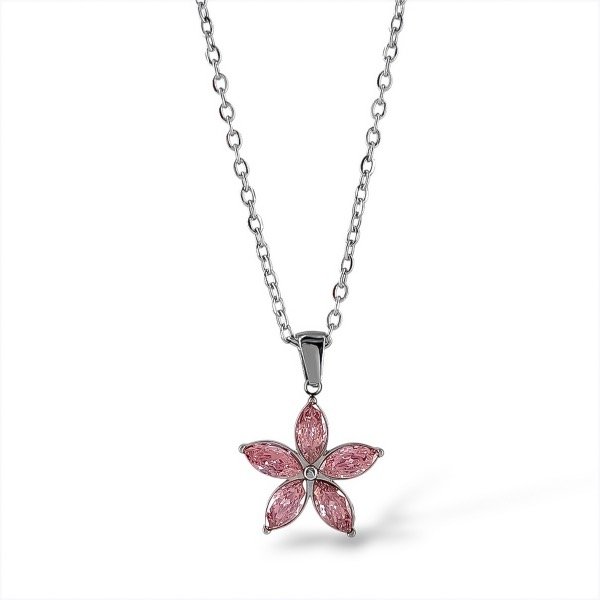 Producto - Collar de acero quirúrgico con dije flor rosa