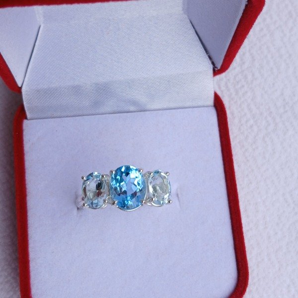 Producto - Anillo Cielo plata 925 Topacio (tratado) y Aguamarinas en  N19 - 6