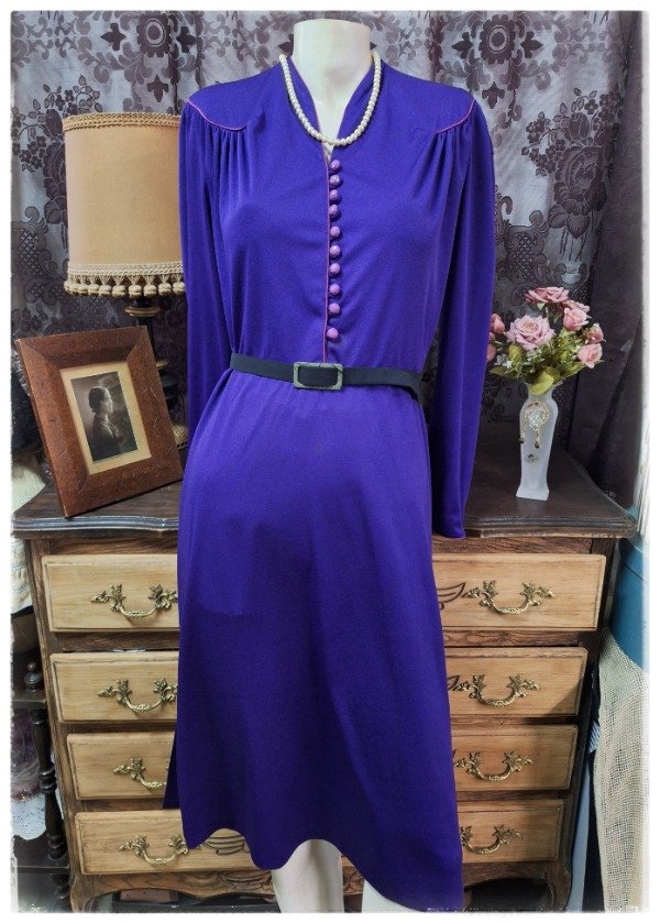 Producto - Vestido Jersey Violeta Abotonado