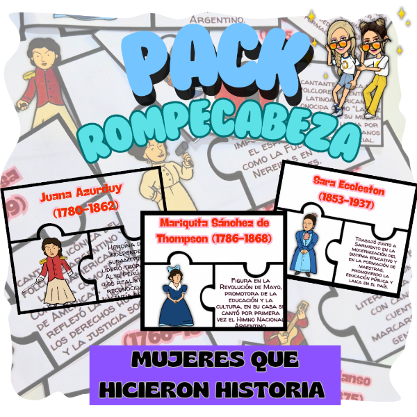 Producto - Pack 19 Rompecabezas: Mujeres que hicieron Historia en Argentina