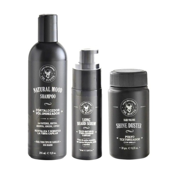 Producto - COMBO THE HUNTER SHAMPOO + SERUM PARA BARBA + POLVO DE TEXTURA SHINE