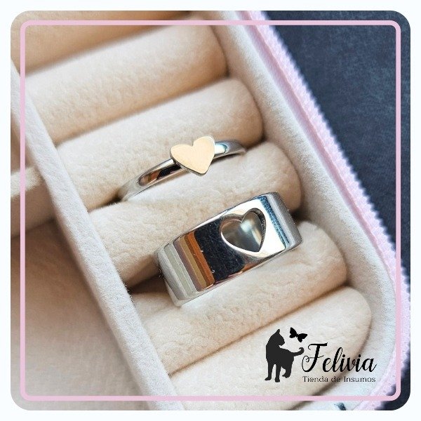 Producto - Anillos para compartir acero inox. Corazón
