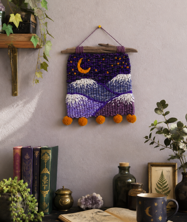 Producto - Tapiz Artesanal Magia Nocturna - Tejido en telar 31x31 cm. - 0