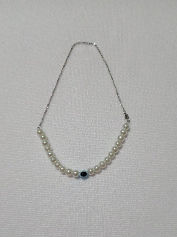 Producto - CHOKER CON PERLAS Y OJO TURCO A.Q