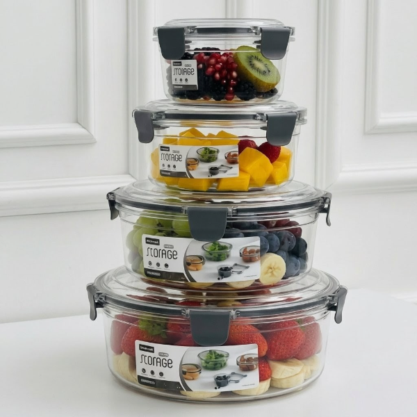 Producto - SET TUPPER ACRILICO REDONDO 500/1000/1700/2500ML