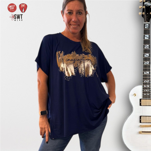 Producto - Remerón Imagination Oversized Strass Manga Corta