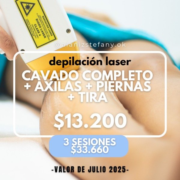 Producto - 1 sesion de piernas enteras + cavado completo + axilas  - VALOR AGOSTO