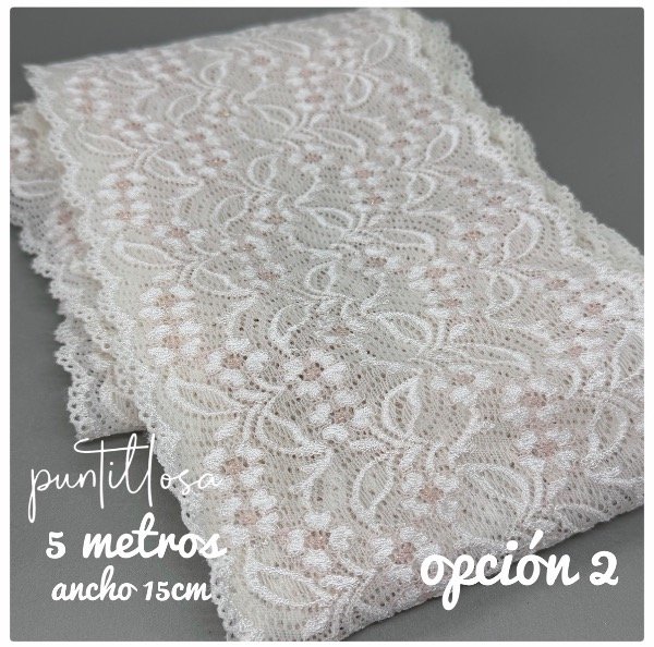 Producto - Puntilla elastizada 15cm ancho - 5 metros