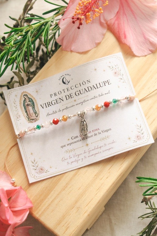 Producto - Pulsera Virgen de Guadalupe con Cuarzo Rosa