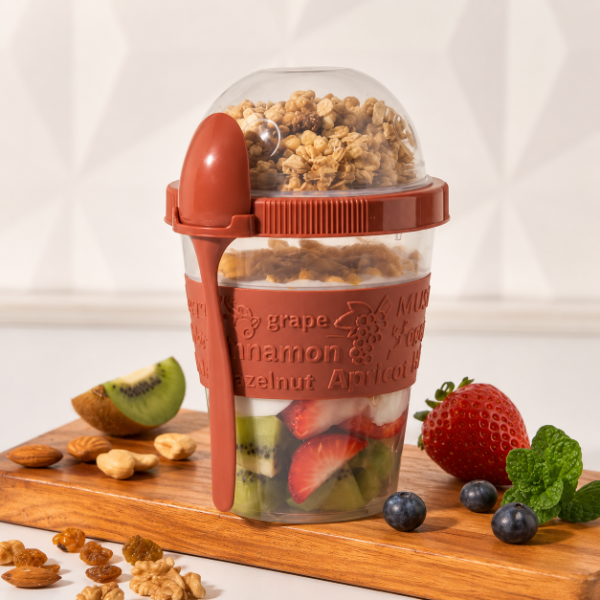 Producto - Vaso Yogurtero 2 en 1 con Compartimiento y Cuchara 500 ml