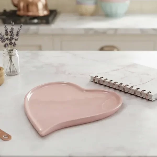 Producto - Plato Rosa Corazon Ceramica - 0