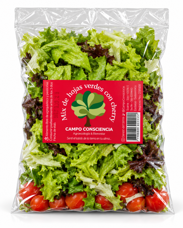 Producto - Ensalada de Mix de Hojas Verdes con Cherrys Agroecológica - Presentación Mediana