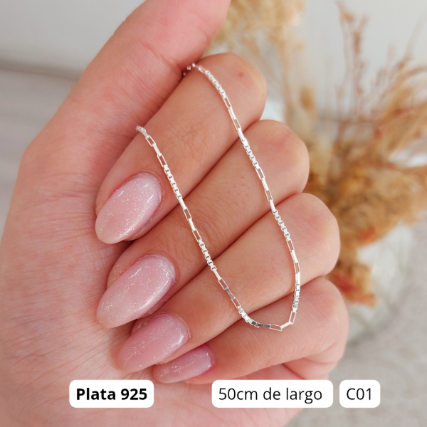 Producto - Cadena eslabones cuadrados combinados 50cm