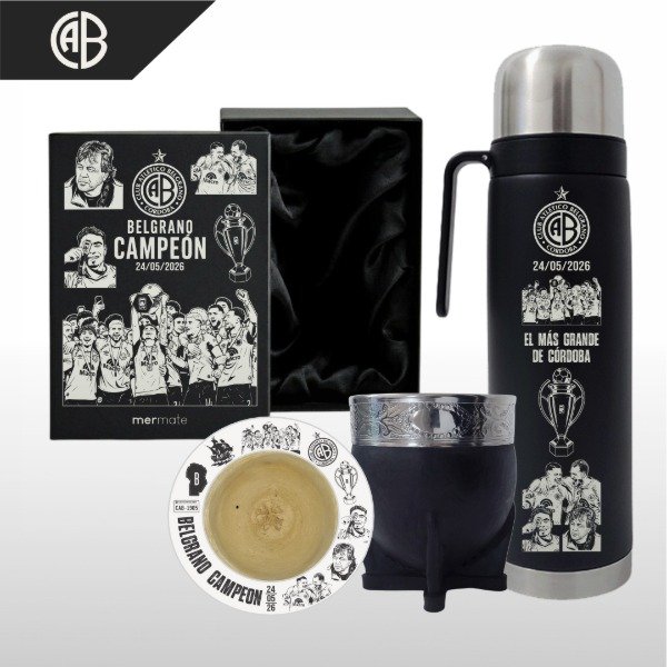 Producto - SET DE MATE + BOX PERSONALIZADO + TERMO MEDIA MANIJA BELGRANO CAMPEÓN V2 - 5