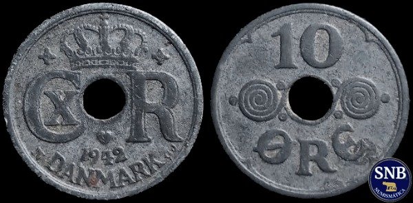 Producto - Dinamarca - 10 Ore (1942) KM #822.2.a - Ocupación Alemana Segunda Guerra Mundial