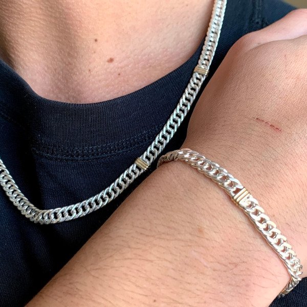 Producto - Collar + Pulsera Doble Grumet con Oro