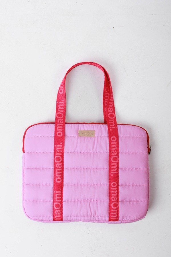 Producto - Porta notebook puffer DORIS POP rosa con rojo