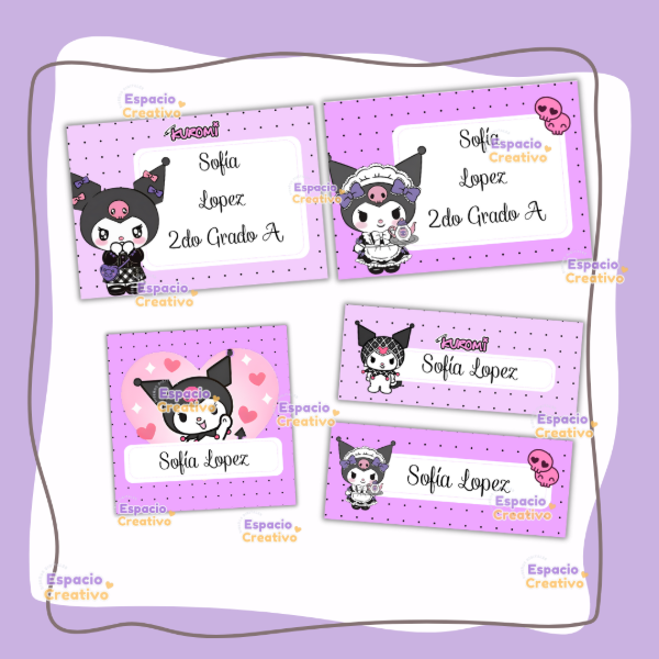 Producto - Etiquetas Kuromi - Editable en Canva