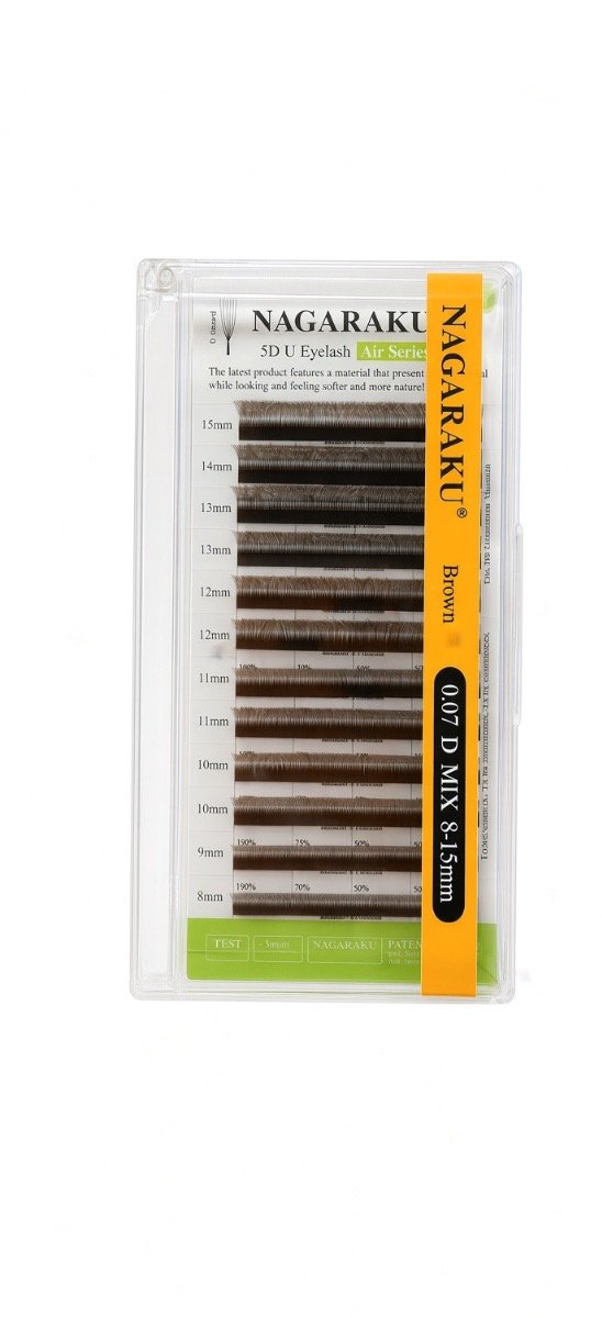Producto - Pestañas tecnologicas Nagaraku 5D U mix(8-15mm) 0.07D MARRON #JUN-NG043