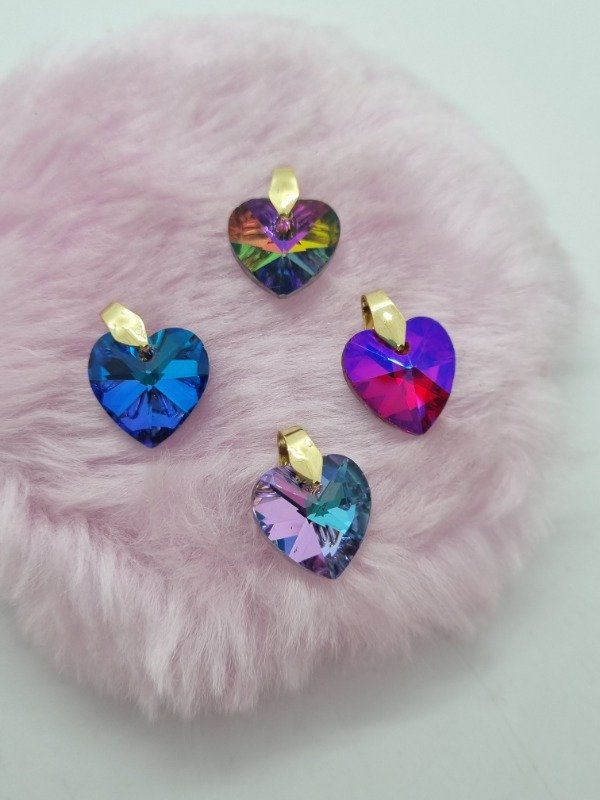Producto - Dije acero dorado corazon swarovski med