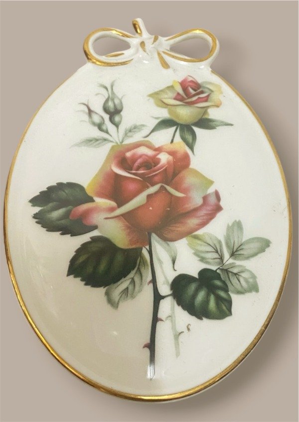 Producto - Cuadrito de porcelana Verbano Flor roja
