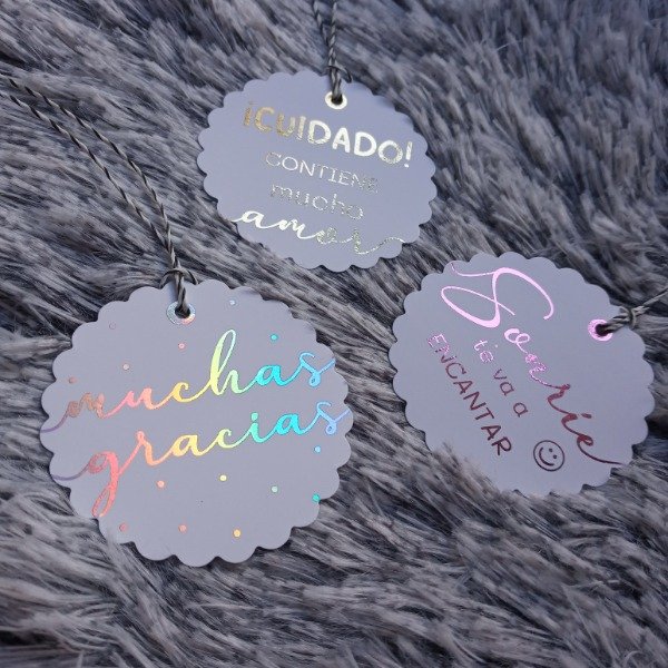 Producto - Tags BLONDA Prediseñados con Hot Stamping