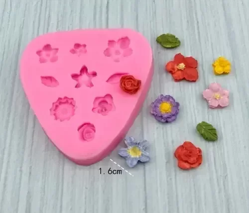 Producto - Molde silicona 7 florcitas más hojas - 0