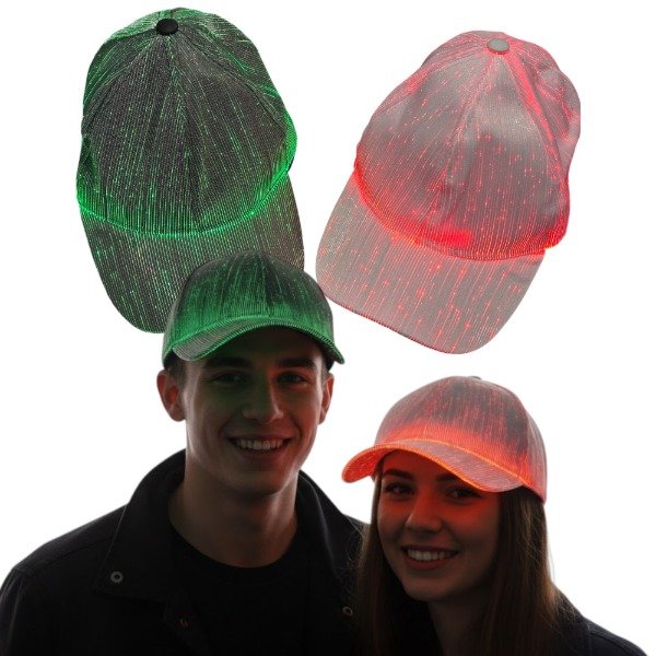Producto - Gorras Led Fibra Óptica Recargable USB Color Negro y Blanco