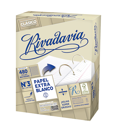 Producto - Repuesto escolar N 3 RIVADAVIA CLASICO X 480 hs