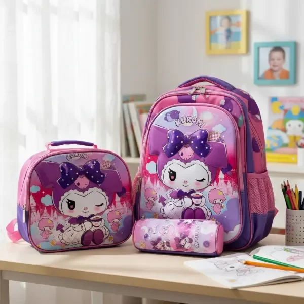 Producto - COMBO Mochila Cartuchera y vianda Kuromi