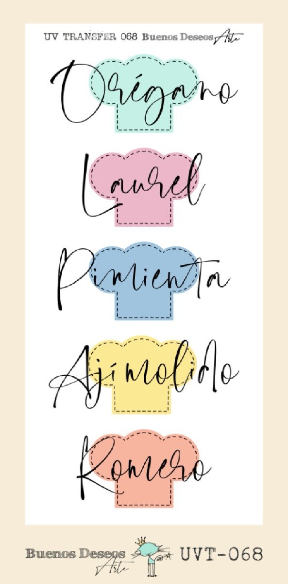 Producto - Lamina Decorativa UV TRANSFER UVT 068 - ideal para frascos y vajilla