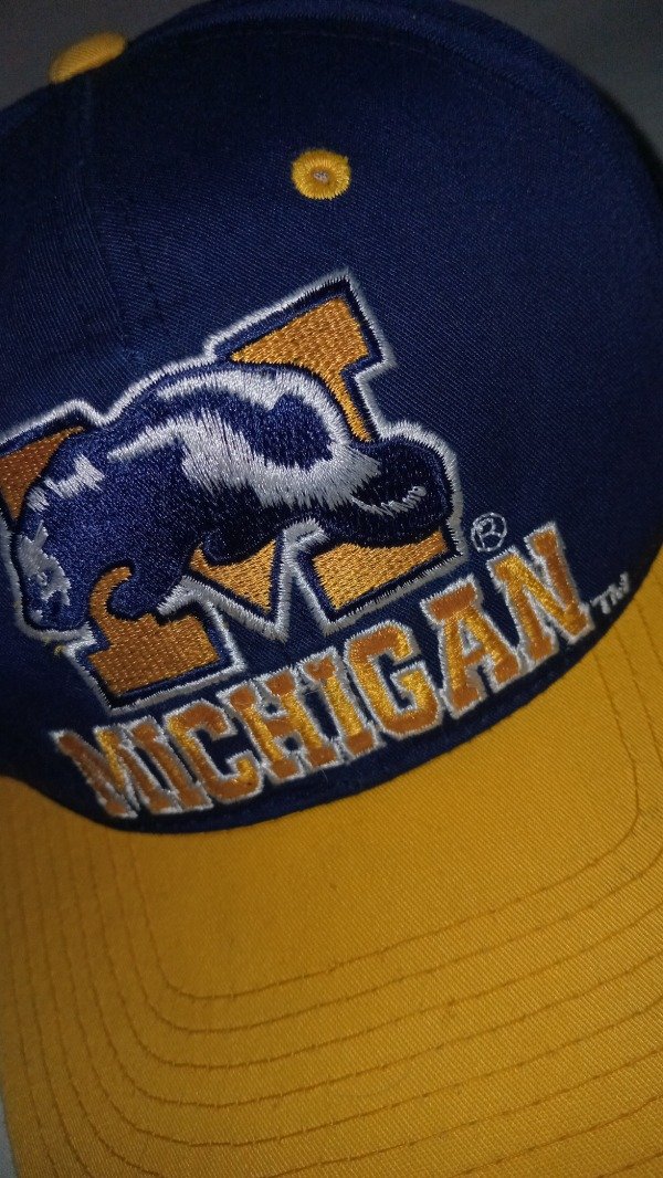 Producto - 90s MCAA Michigan Wolverinas embroidered spell out moscot logo snapback cap. - 2