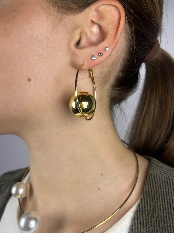 Producto - AROS DORADOS PASANTES CON BOLA 1119