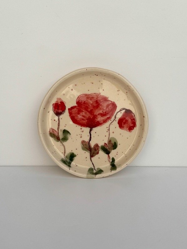 Producto - Plato flores rojas