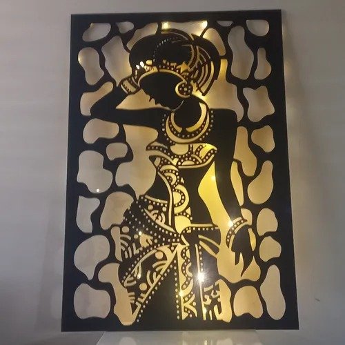 Producto - Cuadro Calado Mdf Africana Con Luces Led  54 X 78 - 0