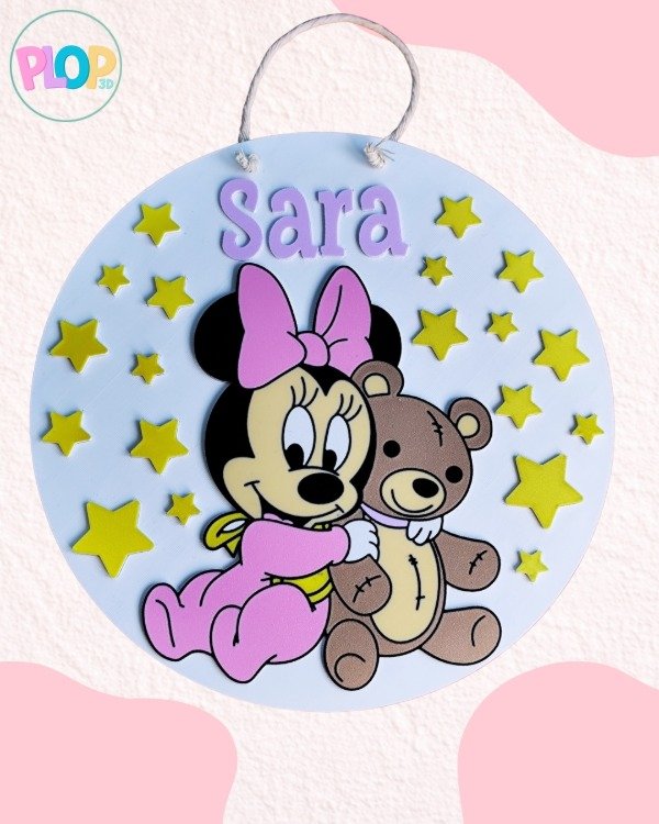Producto - Cartel de nacimiento Minnie con osito