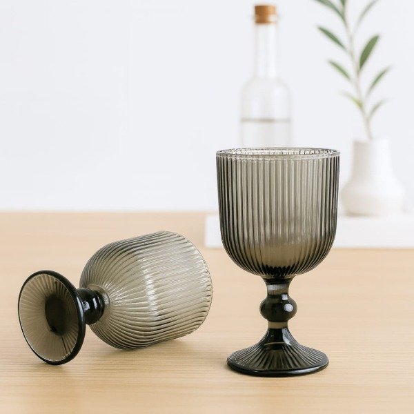 Producto - Copas rayadas negras x6
