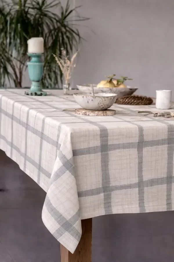 Producto - Mantel antimanchas e impermeable 05: Rayas gris fondo beige