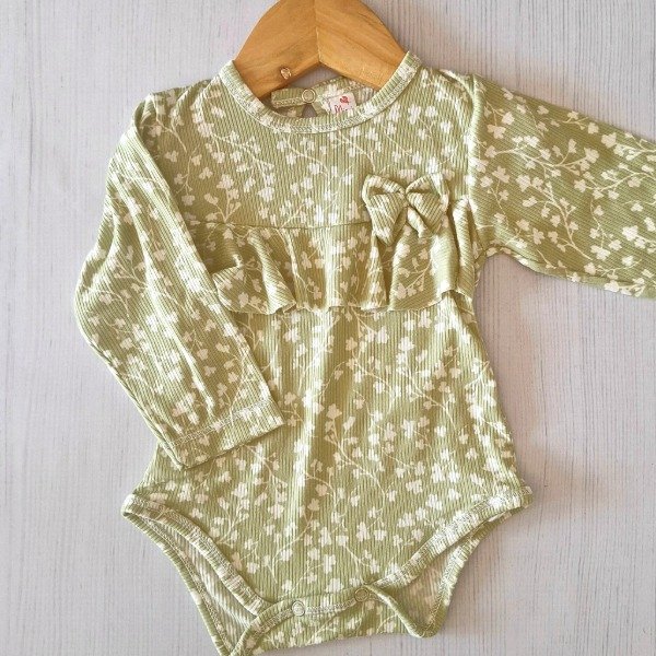 Producto - Body Morley Verde con Flores Blancas