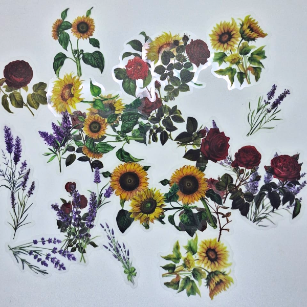 Producto - Stickers rosas, girasoles y lavandas