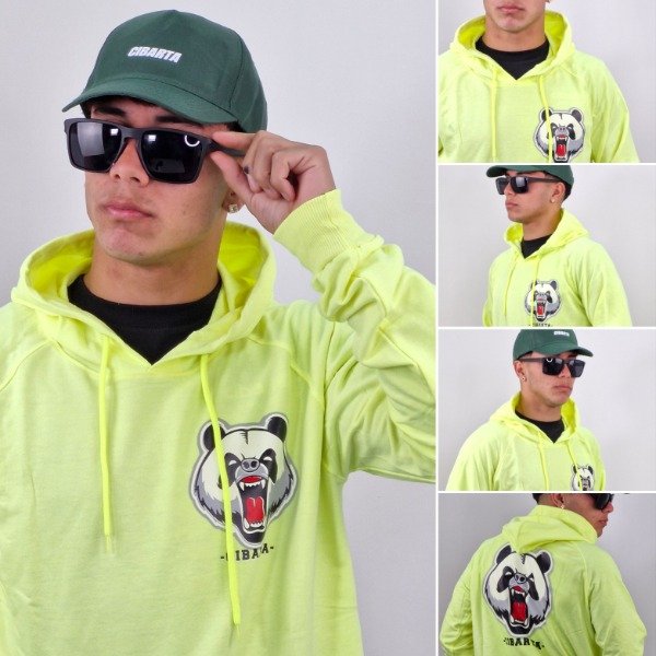 Producto - Canguro PANDA Cibarta AMARILLO FLUO algodon Rustico logo pecho