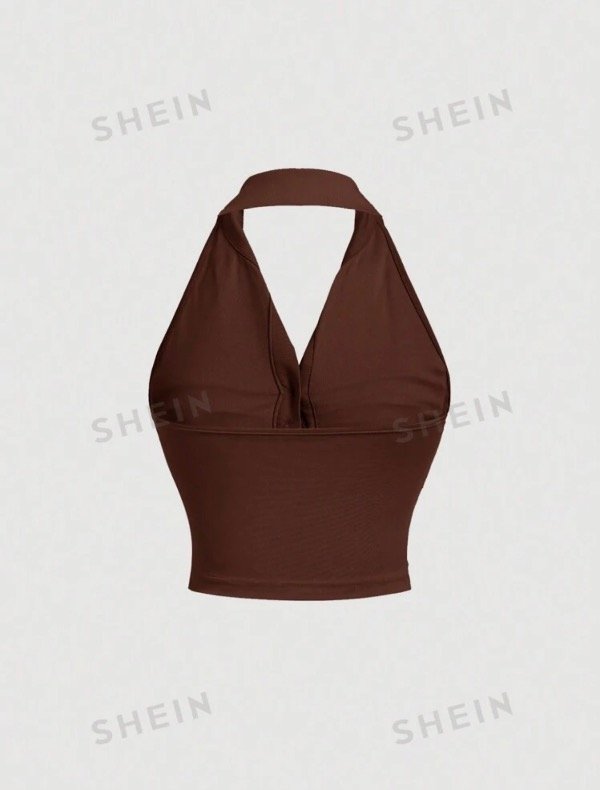 Producto - Musculosa camisa SHEIN cuello polo marron - 1