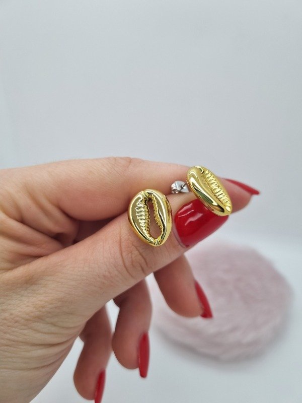 Producto - Aros acero dorado pasante forma inflada verano