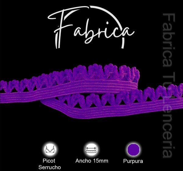 Producto - Picot Serrucho Púrpura 15mm (1 metro)