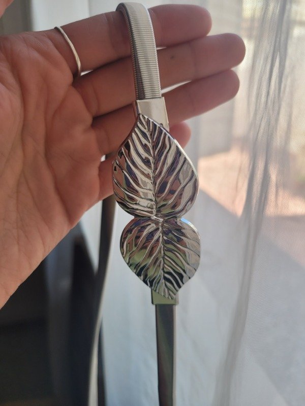 Producto - Cinto elastizado doble hoja metal plateado